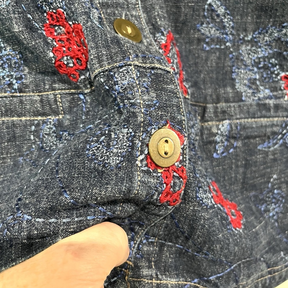 Vintage 90s Denim Jacket Sz 1X Embroidered Floral Cottage Grannycore - Picture 5 of 7